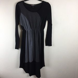 Delirious black gray long sleeve high low dress XL Y 2K